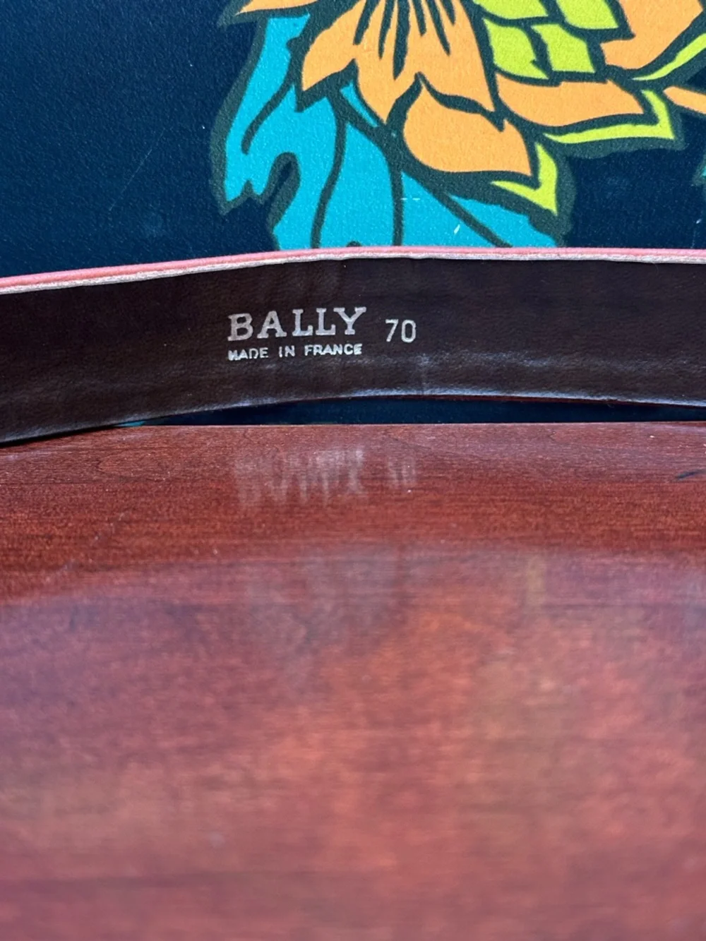 Vintage Bally BB Logo brown Leather Belt Size 70 XS Made in France